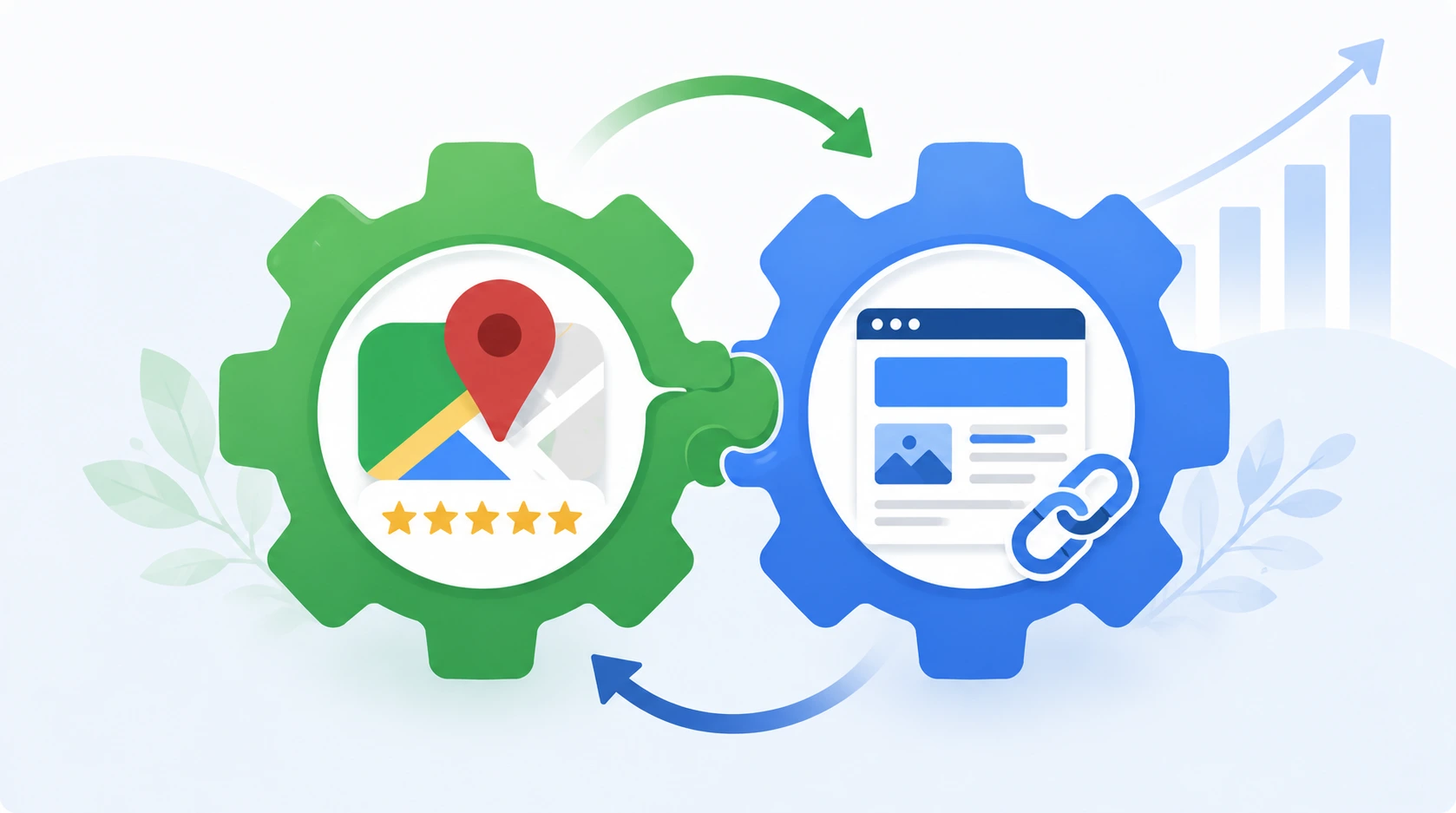 Illustration showing how GMB vs Website SEO work together as an integrated local SEO strategy for maximum growth
