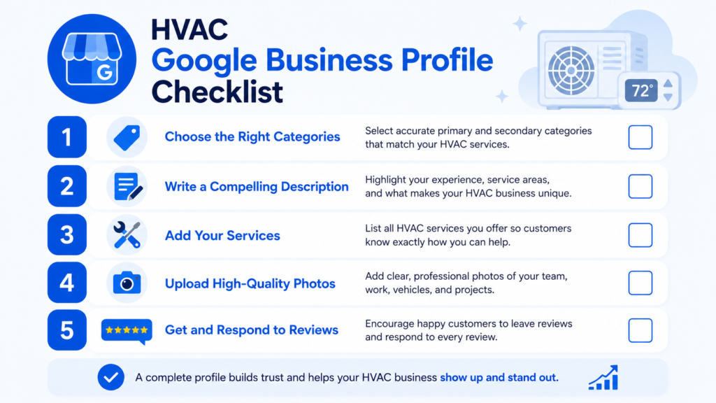Local SEO for HVAC Companies: How to Get More Service Calls from Google Maps 3 Step-by-step Google Business Profile checklist for HVAC companies