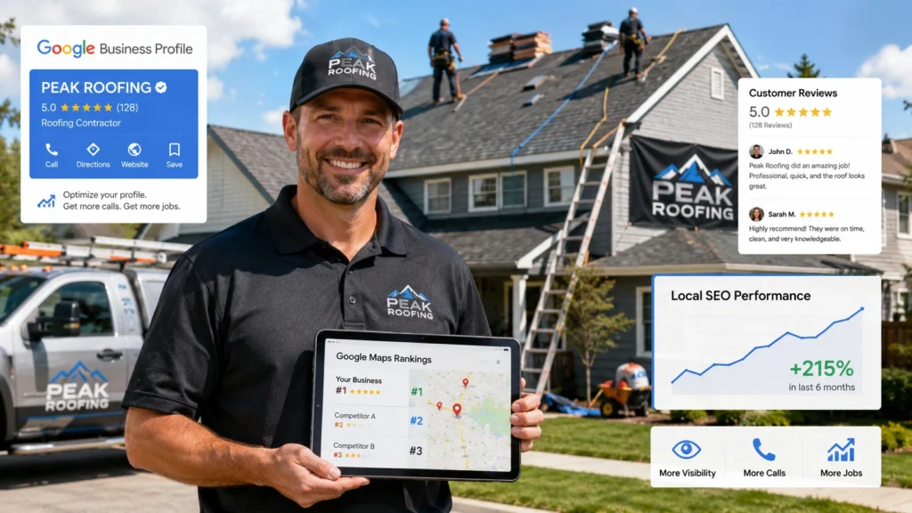 Local SEO for roofing contractors improving Google Maps visibility and roofing leads