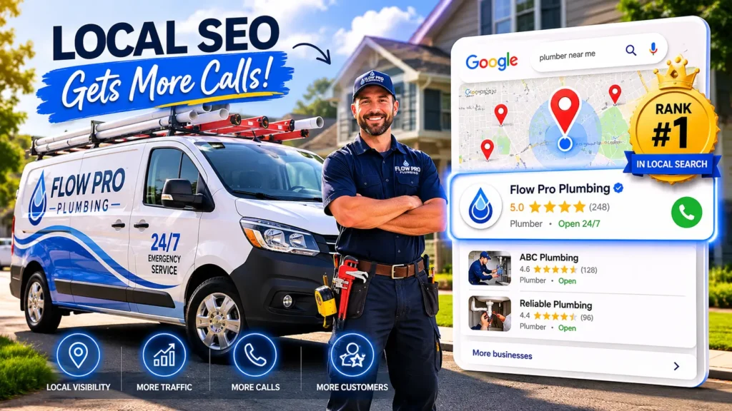 Local SEO for Plumbers showing Google Maps 3-pack ranking