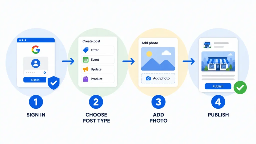 How to Use Google Business Profile Posts to Boost Local Visibility 3 Step-by-step process for creating a Google Business Profile post